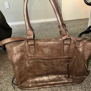 NeW MAURICES BROWN BRONZE FAUX LEATHER LAPTOP TOTE XL